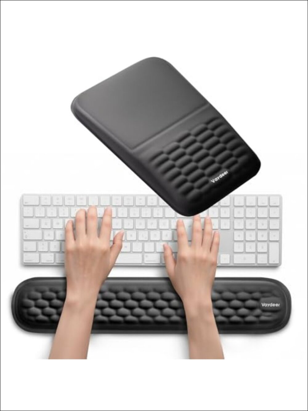 Memory Foam Keyboard Wrist Rest & Mouse Pad Set Ergonomic Desk Support